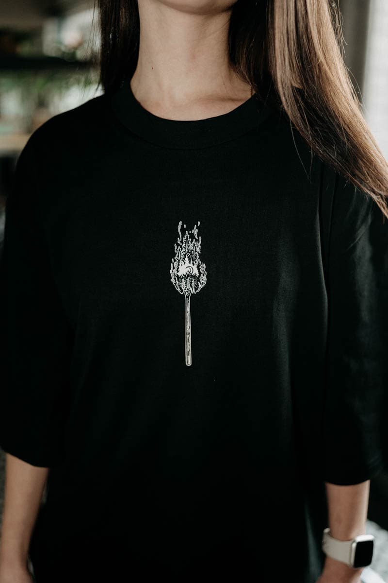 Black oversized t-shirt with CALL OF THE WILD OVERSIZED TEE UNISEX print - Wolfpack Clothing