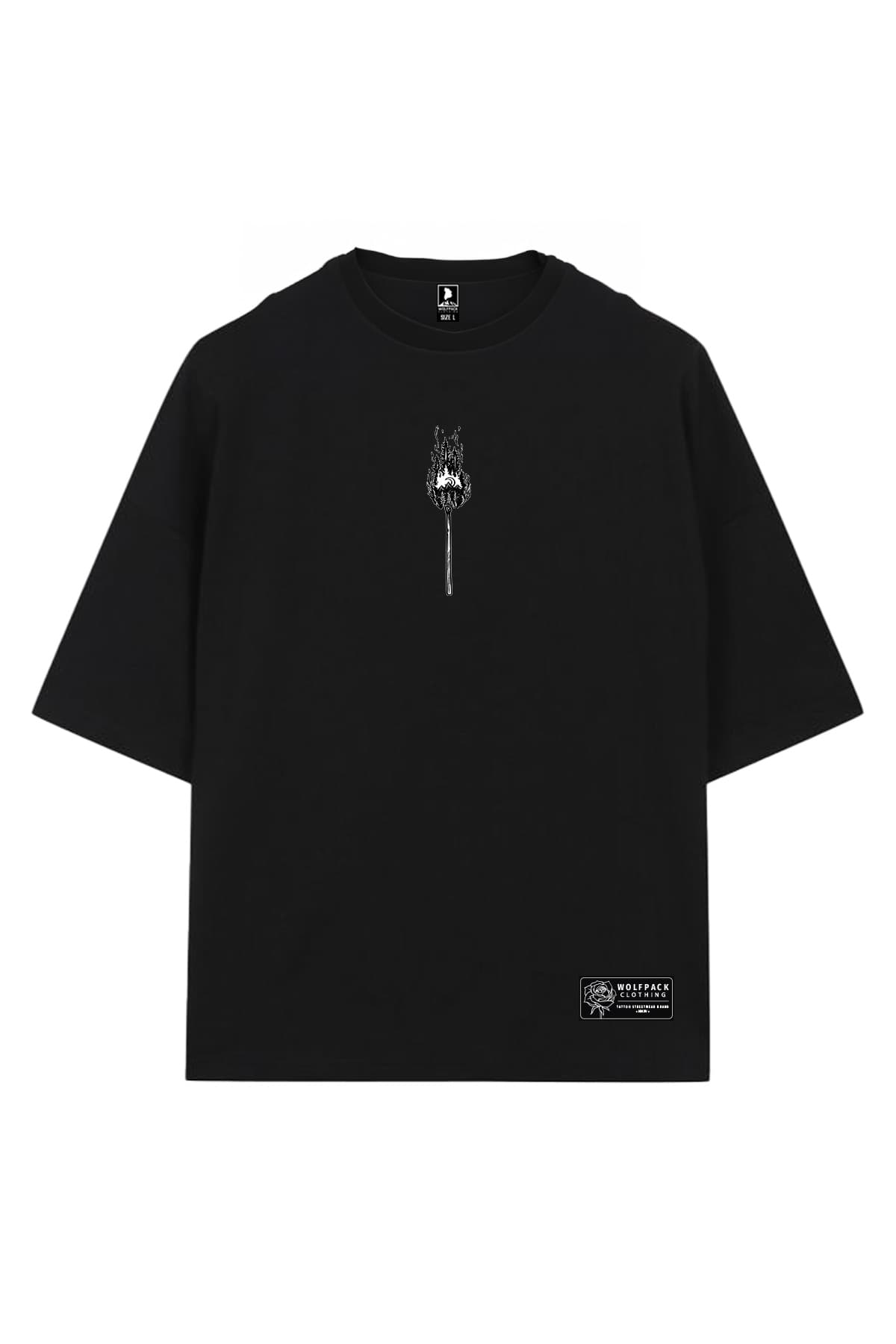 Black oversized t-shirt with CALL OF THE WILD OVERSIZED TEE UNISEX print - Wolfpack Clothing
