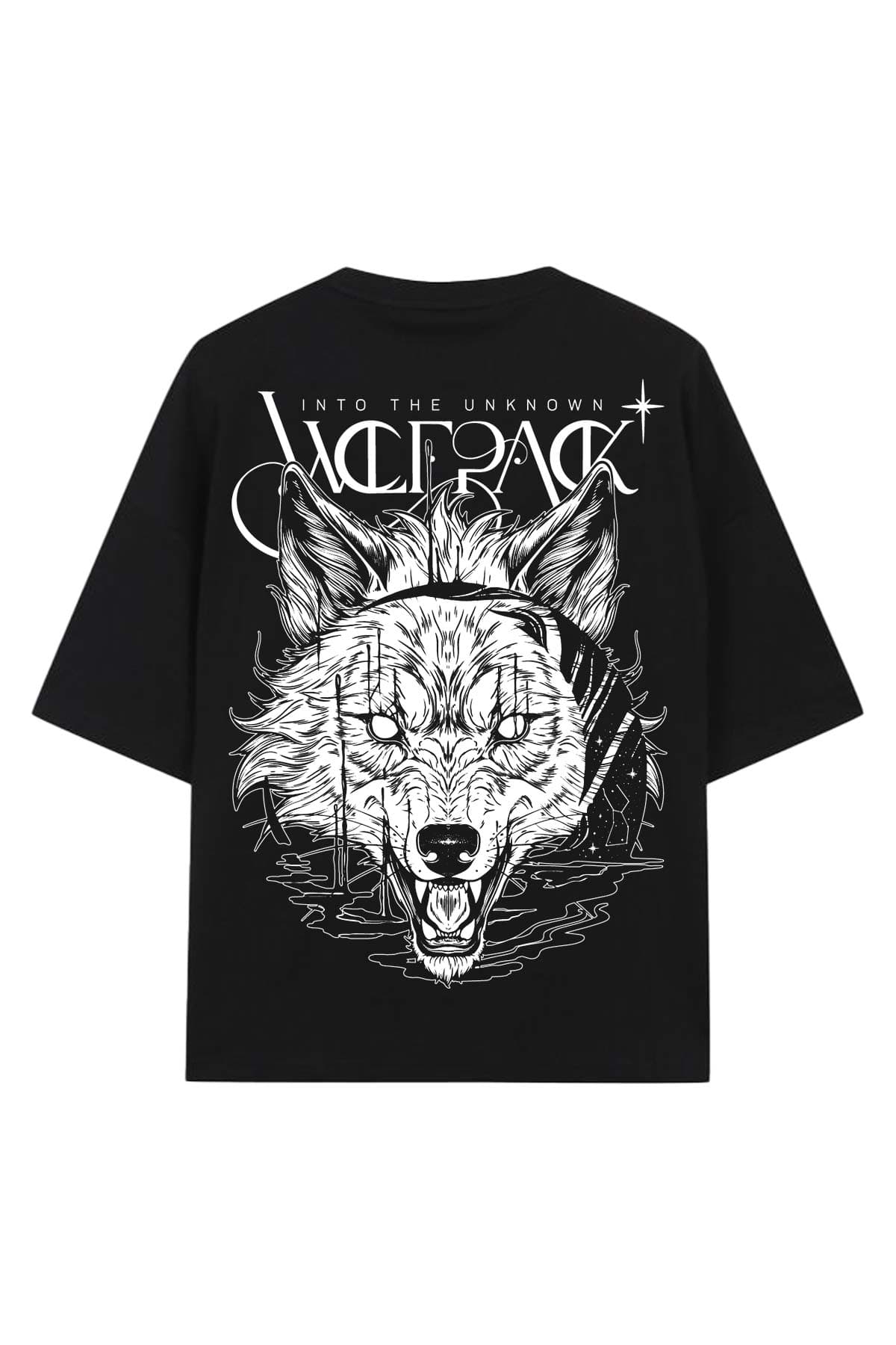 Black oversized t-shirt with CALL OF THE WILD OVERSIZED TEE UNISEX print - Wolfpack Clothing