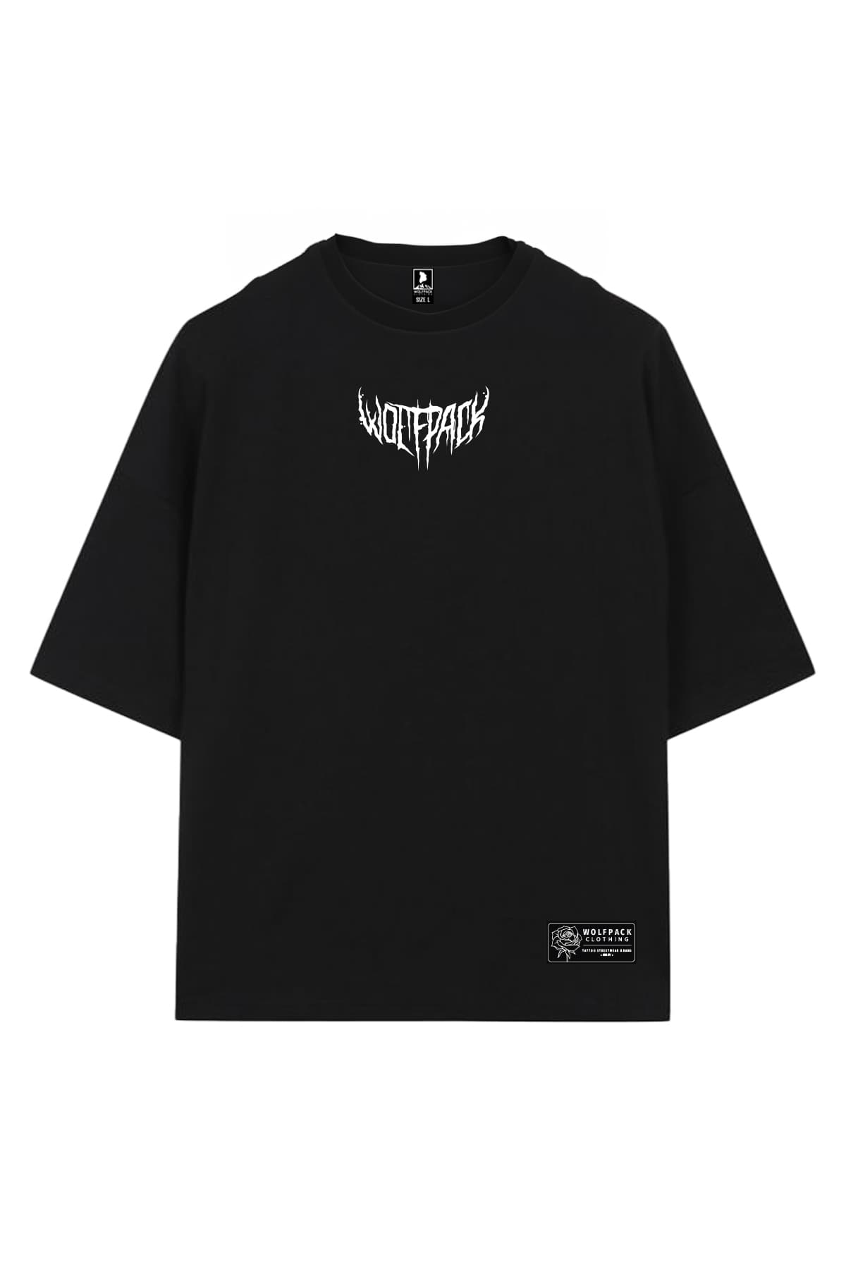 Black oversized t-shirt with CATHARSIS OVERSIZED TEE UNISEX print - Wolfpack Clothing