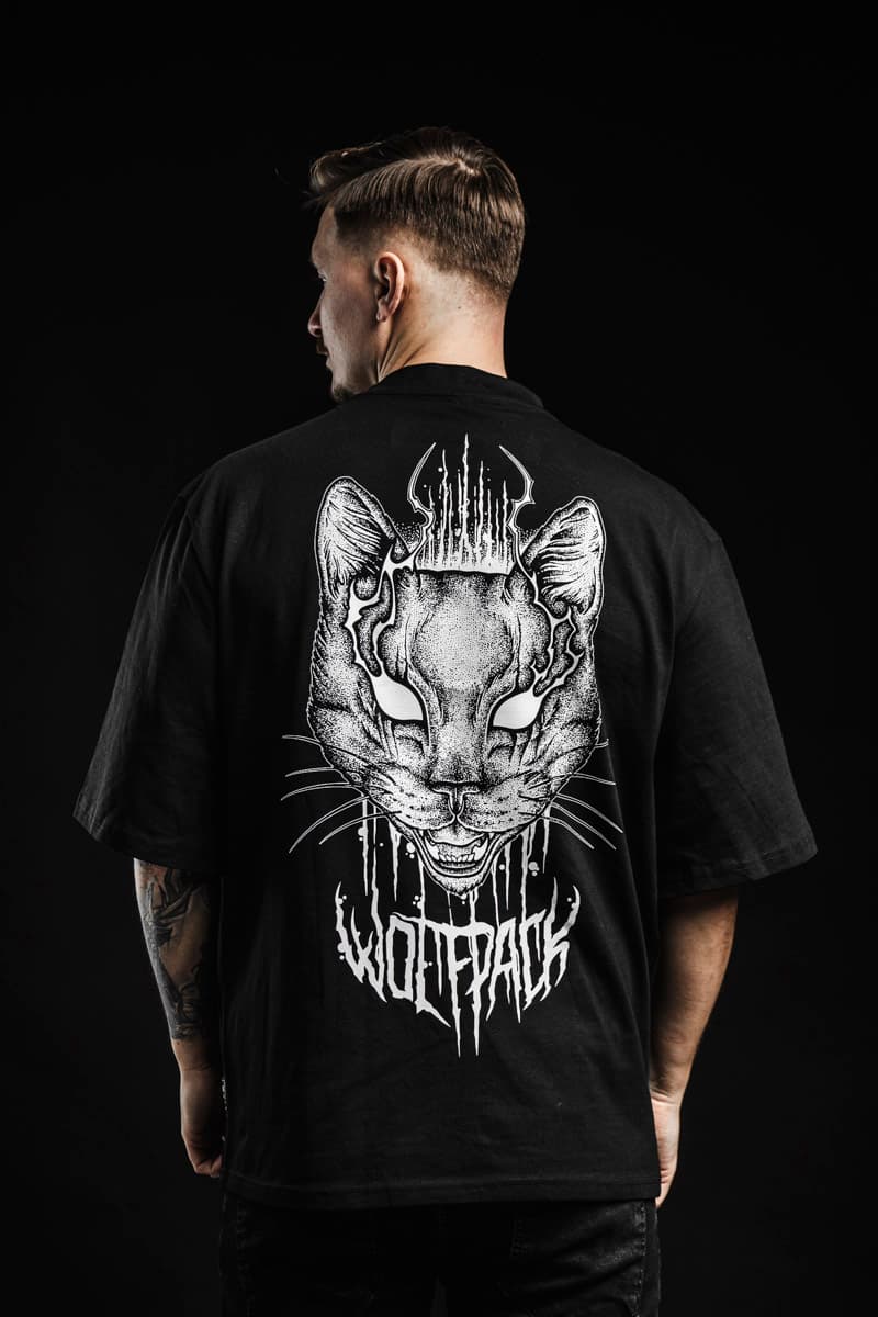 Black oversized t-shirt with CATHARSIS OVERSIZED TEE UNISEX print - Wolfpack Clothing