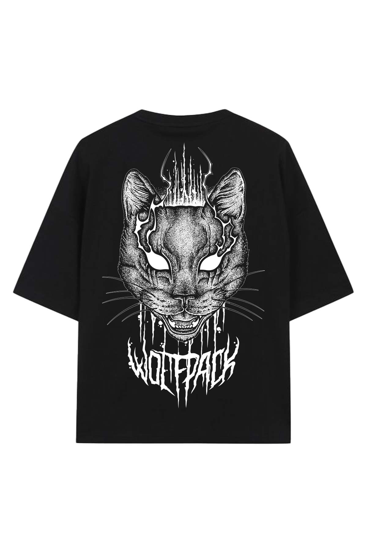 Black oversized t-shirt with CATHARSIS OVERSIZED TEE UNISEX print - Wolfpack Clothing