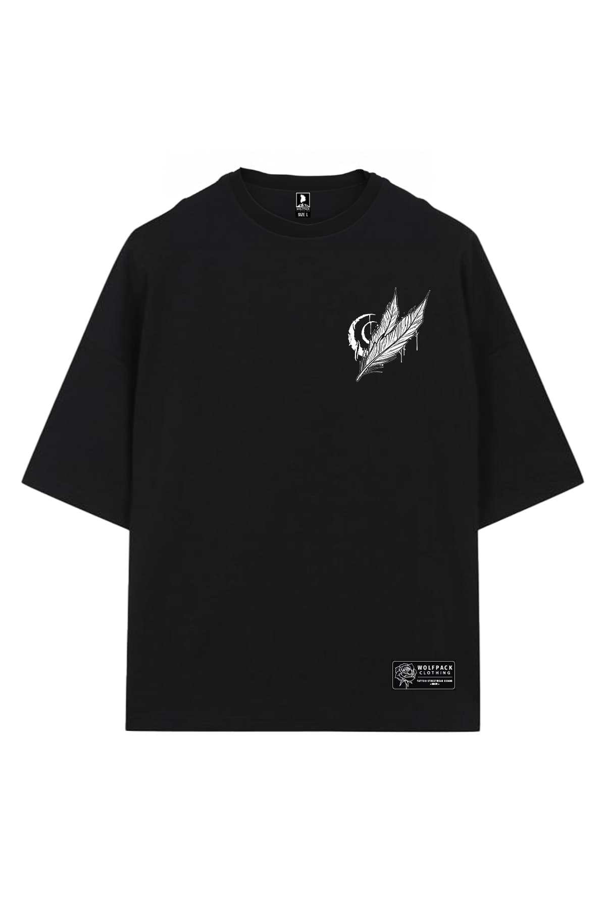 Black oversized t-shirt with CREATURE OF PREY OVERSIZED TEE UNISEX print - Wolfpack Clothing