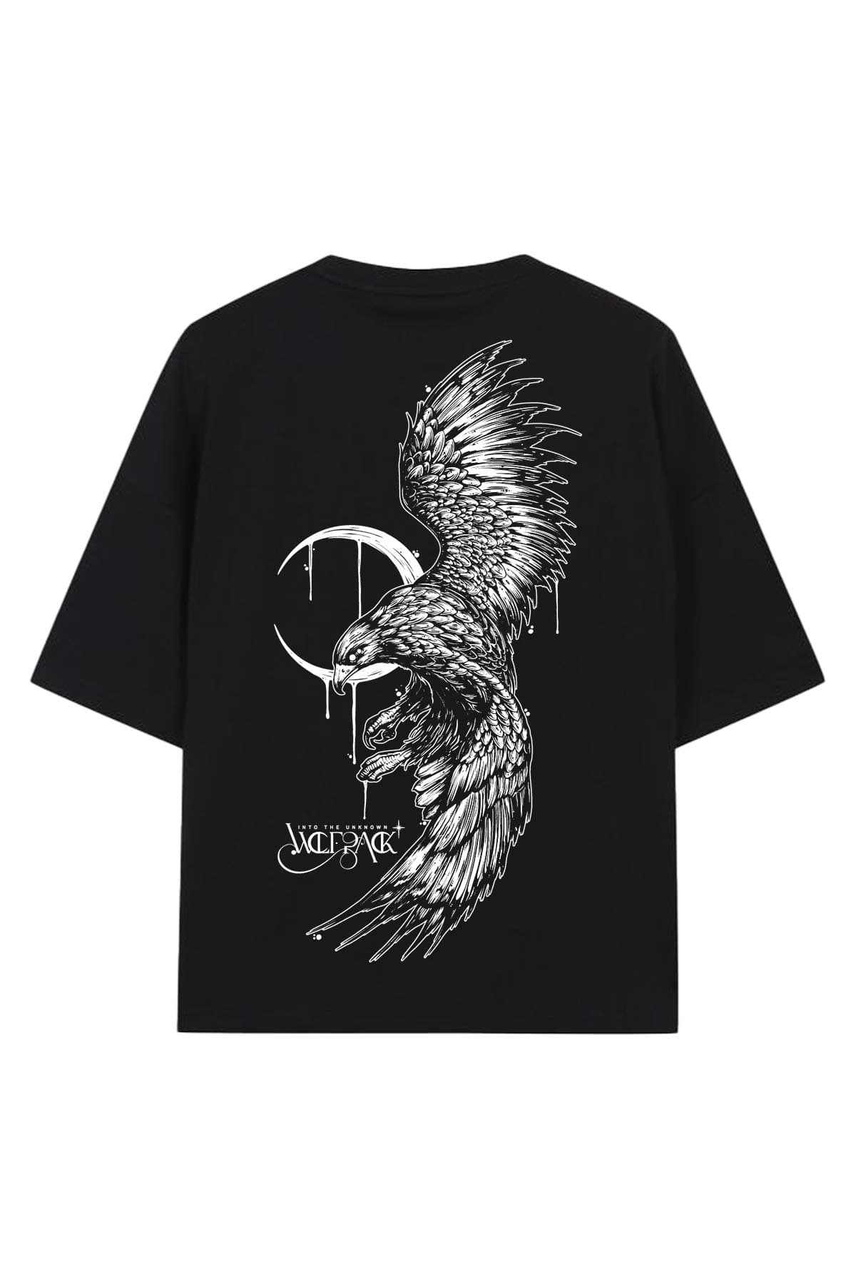 Black oversized t-shirt with CREATURE OF PREY OVERSIZED TEE UNISEX print - Wolfpack Clothing