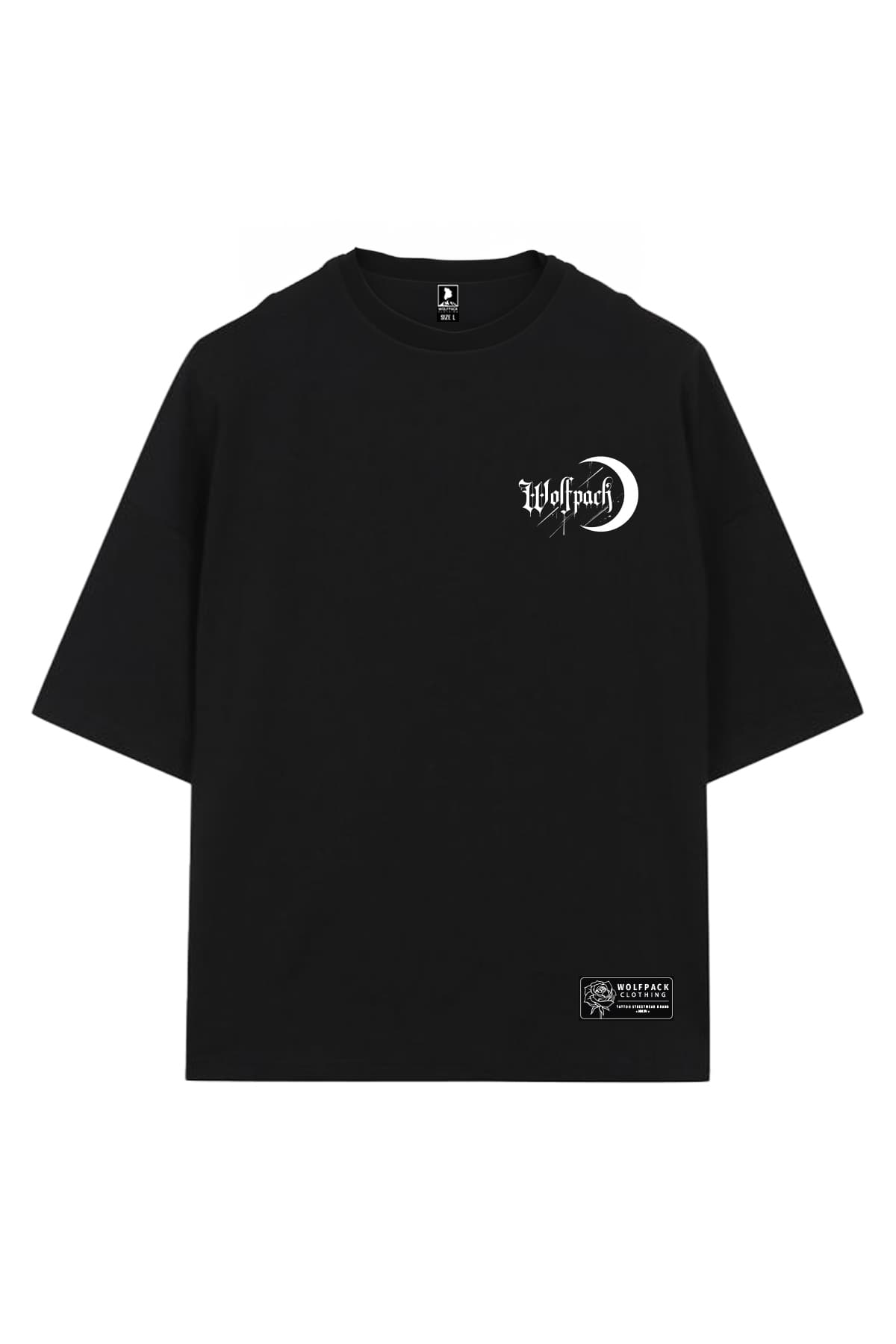 Black oversized t-shirt with ECLIPSE OVERSIZED TEE UNISEX print - Wolfpack Clothing