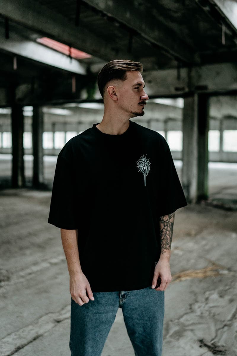 Black oversized t-shirt with HELL WITHIN OVERSIZED TEE UNISEX print - Wolfpack Clothing