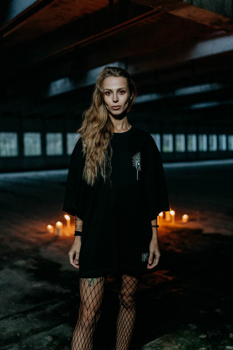 Black oversized t-shirt with HELL WITHIN OVERSIZED TEE UNISEX print - Wolfpack Clothing