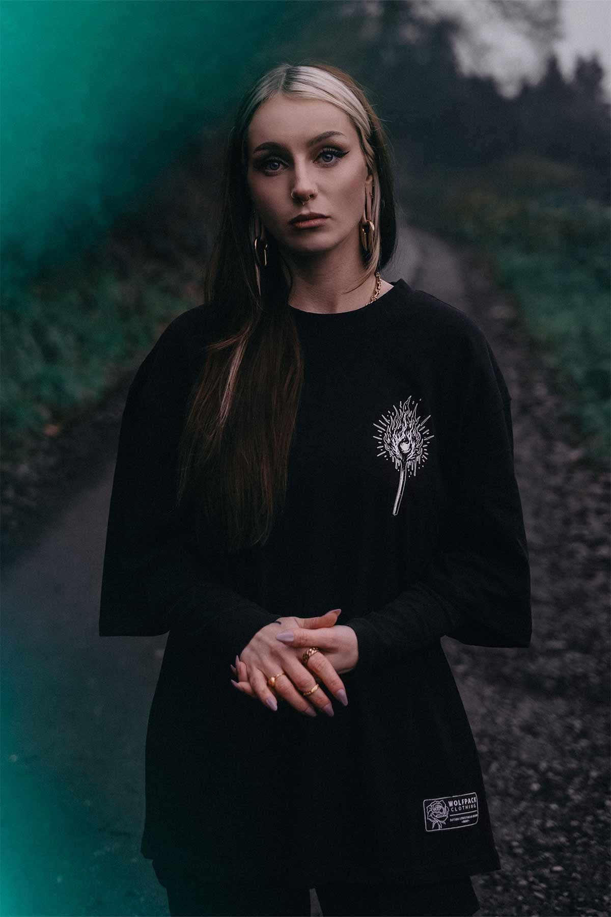 Black oversized t-shirt with HELL WITHIN OVERSIZED TEE UNISEX print - Wolfpack Clothing