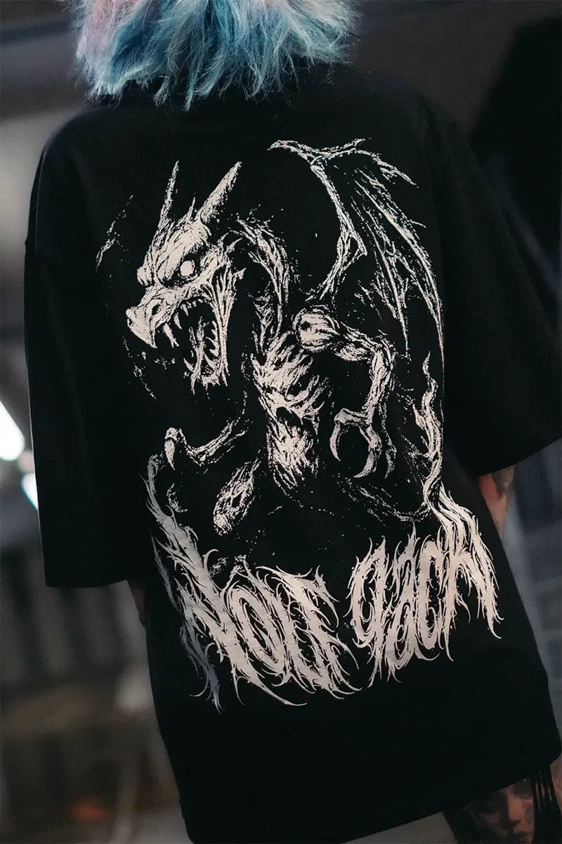 Black oversized t-shirt with HELLFIRE OVERSIZED TEE UNISEX print - Wolfpack Clothing