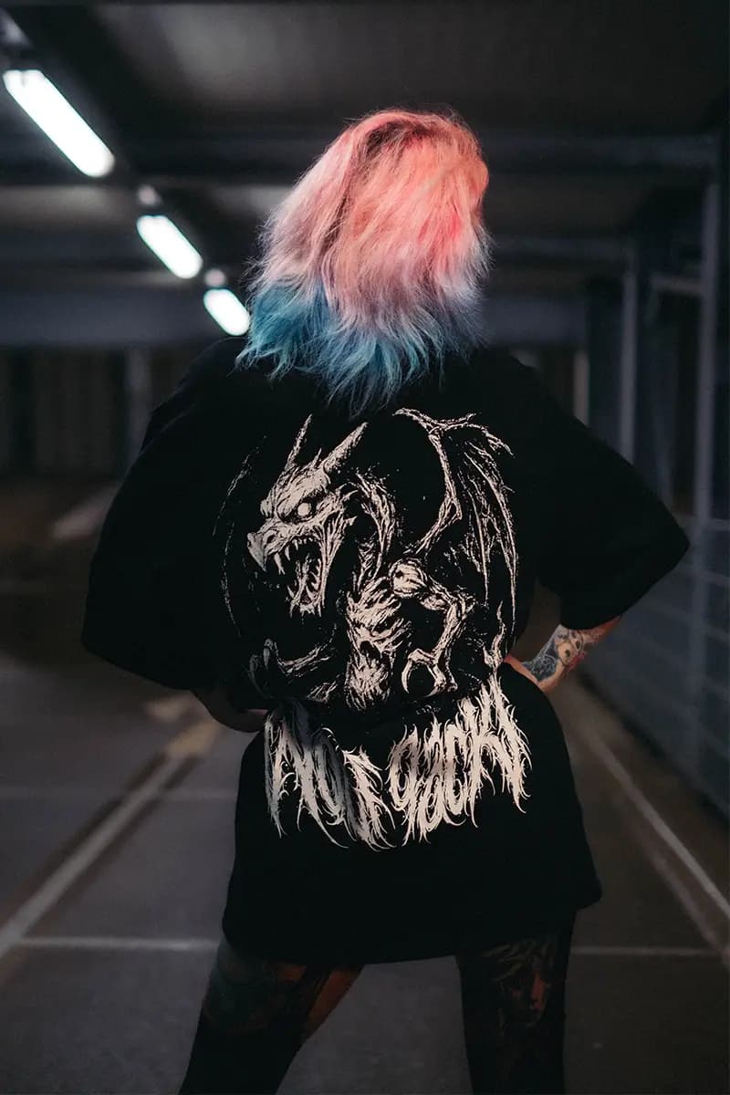 Black oversized t-shirt with HELLFIRE OVERSIZED TEE UNISEX print - Wolfpack Clothing