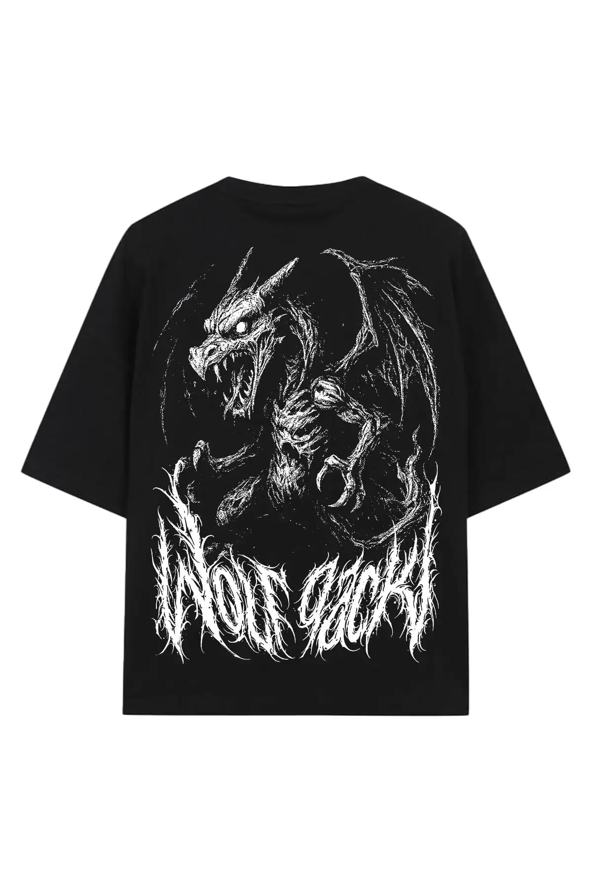 Black oversized t-shirt with HELLFIRE OVERSIZED TEE UNISEX print - Wolfpack Clothing