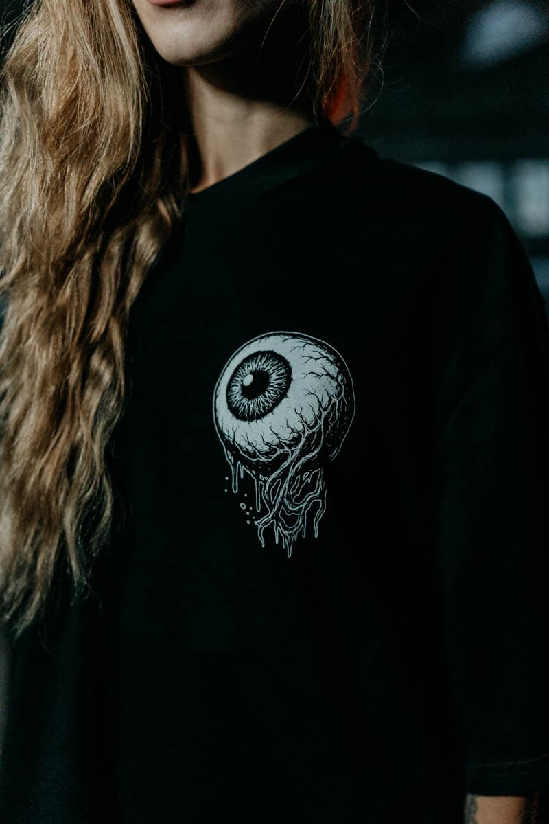 Black oversized t-shirt with INNER EYE OVERSIZED TEE UNISEX print - Wolfpack Clothing