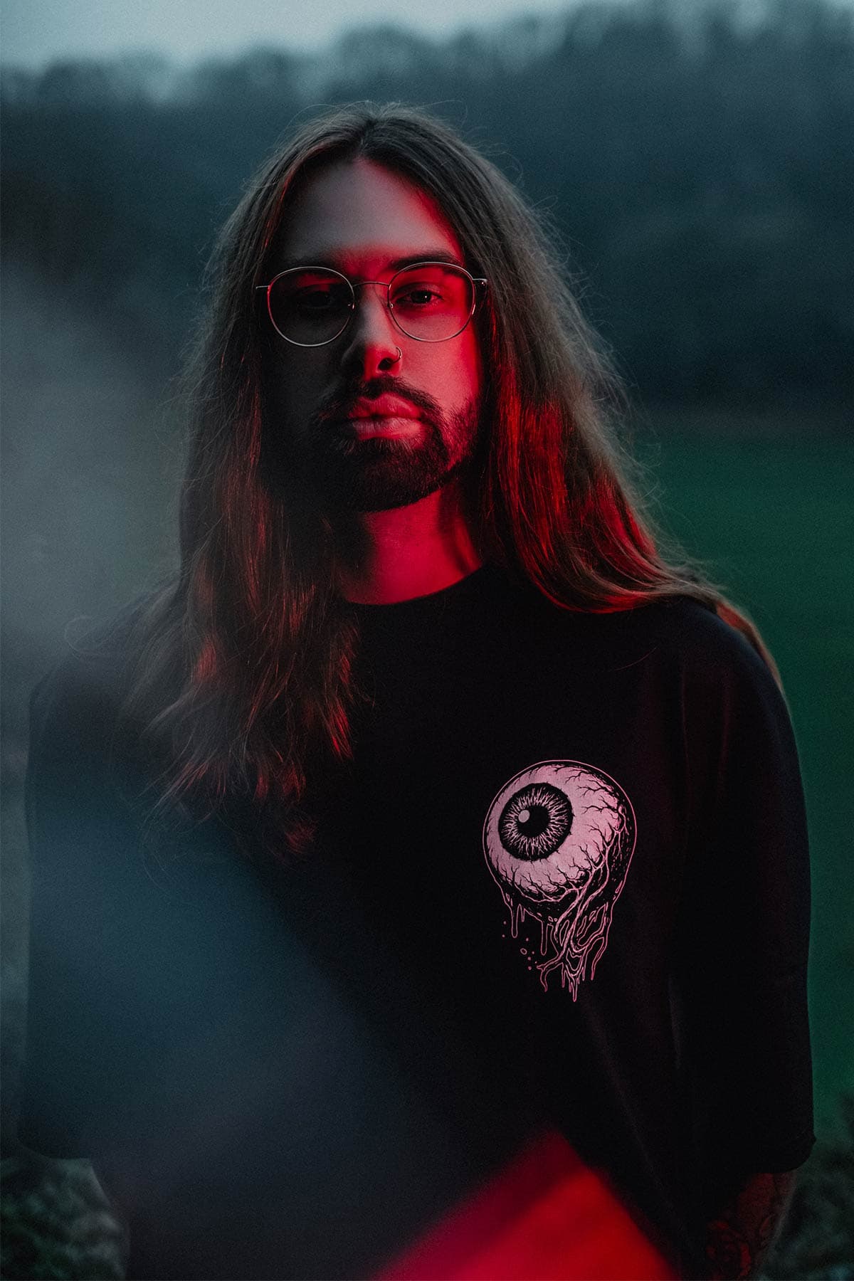 Black oversized t-shirt with INNER EYE OVERSIZED TEE UNISEX print - Wolfpack Clothing