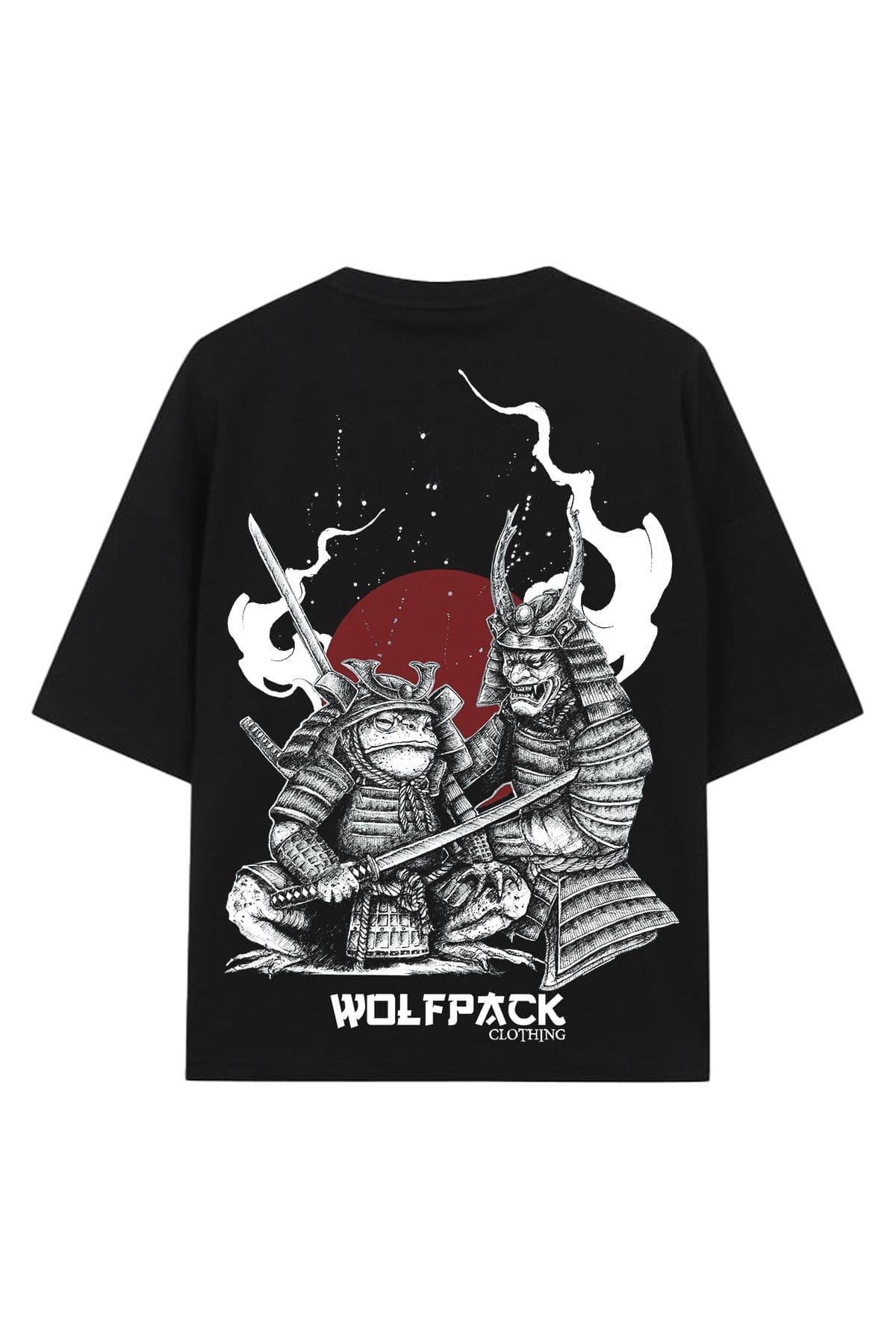 Black oversized t-shirt with KAERU OVERSIZED TEE UNISEX print - Wolfpack Clothing