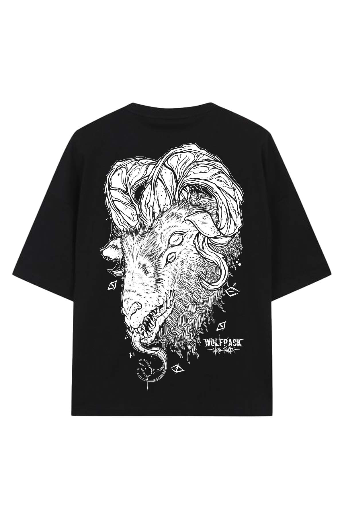 Black oversized t-shirt with MORNING STAR OVERSIZED TEE UNISEX print - Wolfpack Clothing
