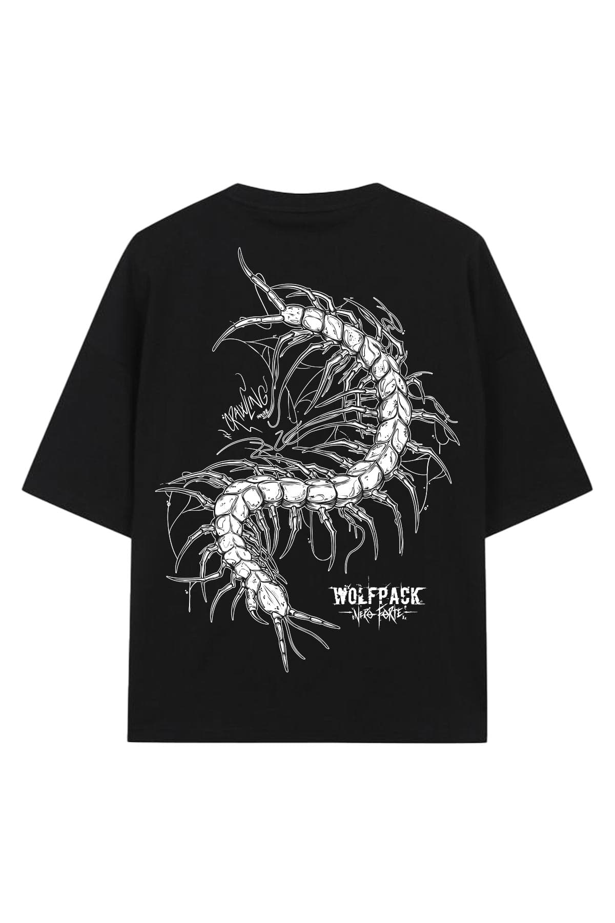 Black oversized t-shirt with NEGATIVE ONE OVERSIZED TEE UNISEX print - Wolfpack Clothing