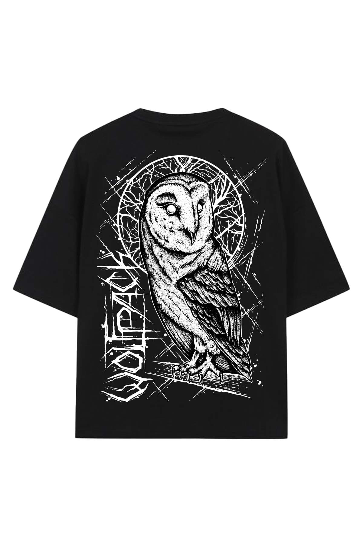 Black oversized t-shirt with NIGHT OWL OVERSIZED TEE UNISEX print - Wolfpack Clothing