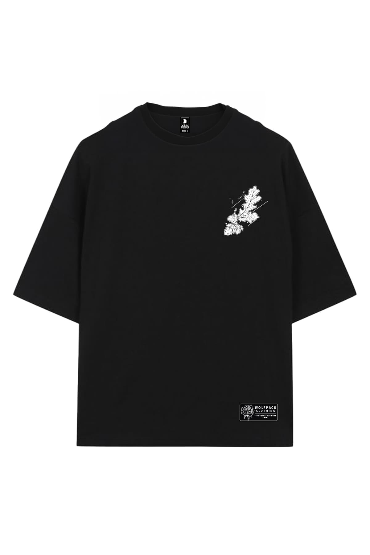 Black oversized t-shirt with NORDIC HUNTER OVERSIZED TEE UNISEX print - Wolfpack Clothing