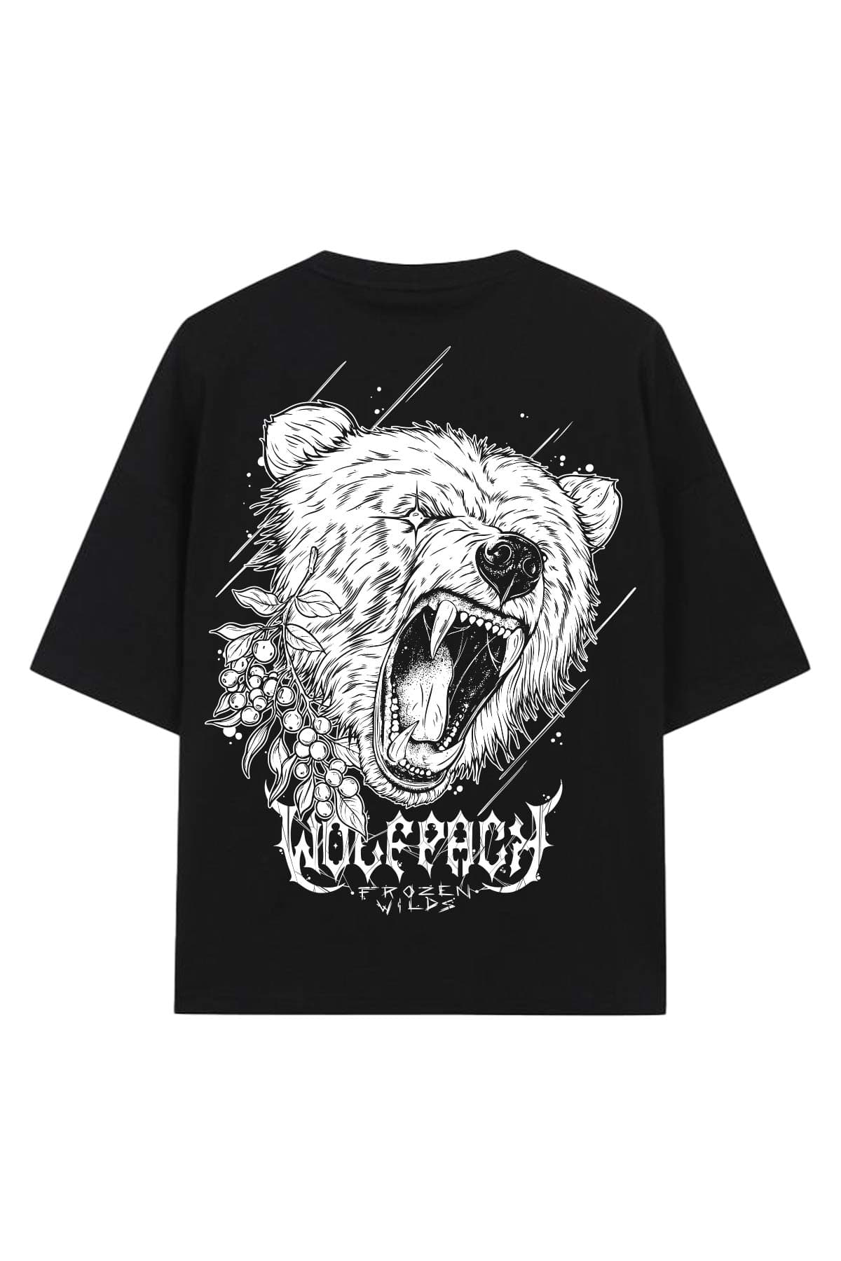 Black oversized t-shirt with NORDIC HUNTER OVERSIZED TEE UNISEX print - Wolfpack Clothing