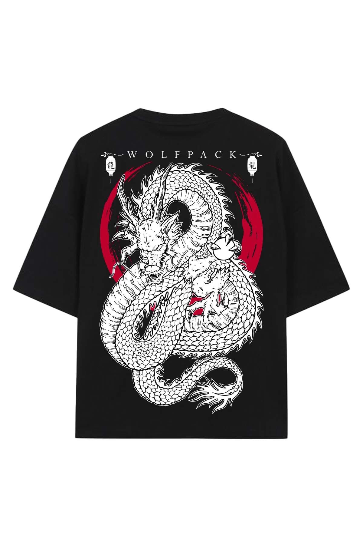Black oversized t-shirt with RYU OVERSIZED TEE UNISEX print - Wolfpack Clothing
