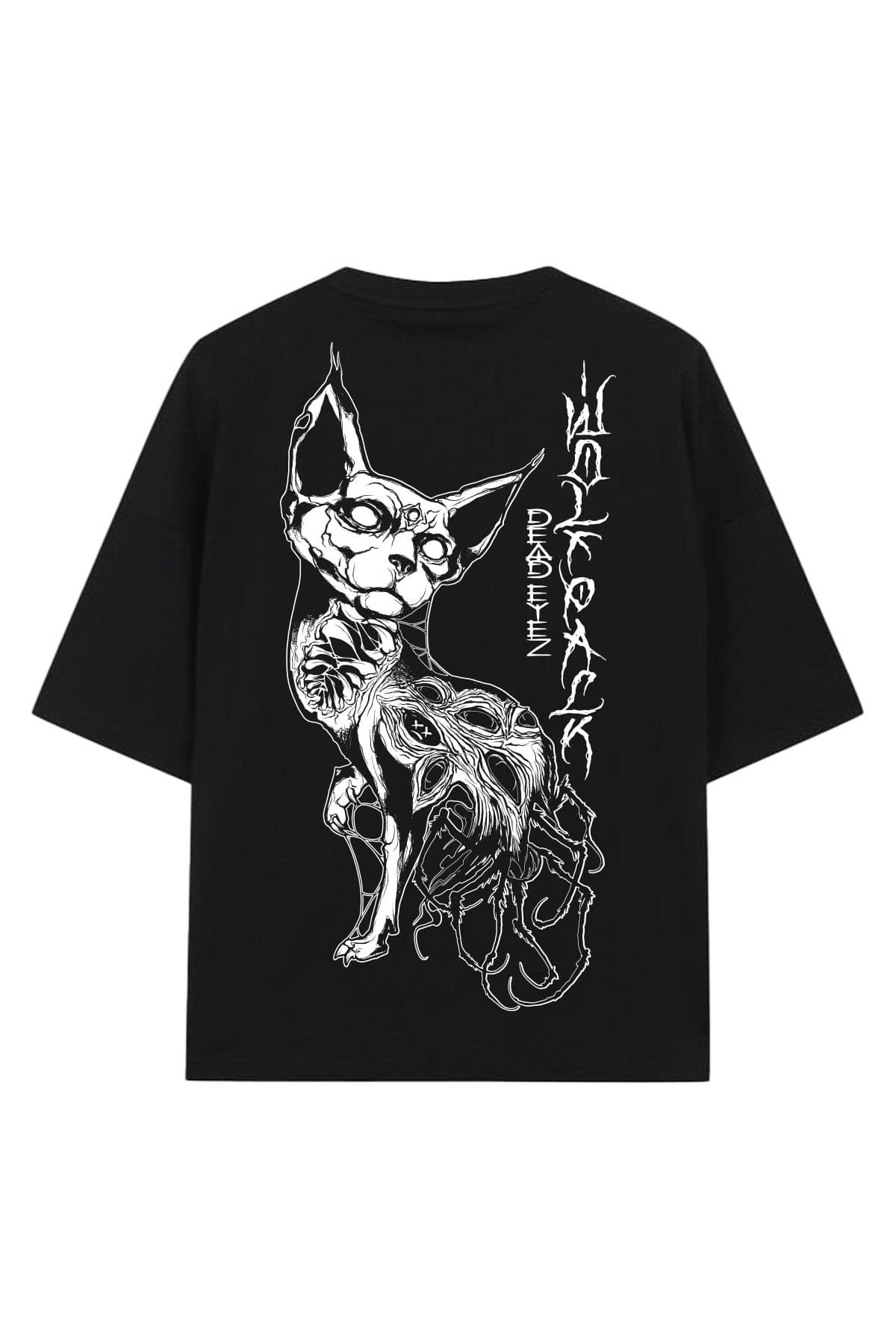 Black oversized t-shirt with SACRED SILENCE OVERSIZED TEE UNISEX print - Wolfpack Clothing