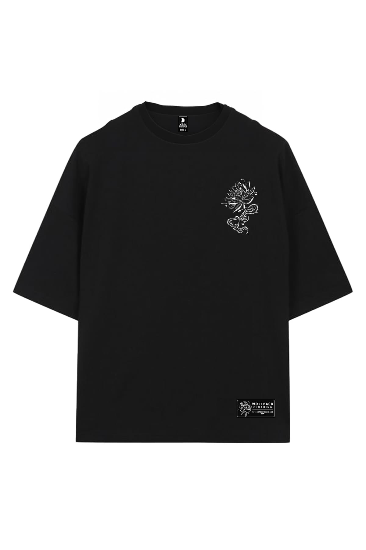 Black oversized t-shirt with SERPENT OF SIAM OVERSIZED TEE UNISEX print - Wolfpack Clothing
