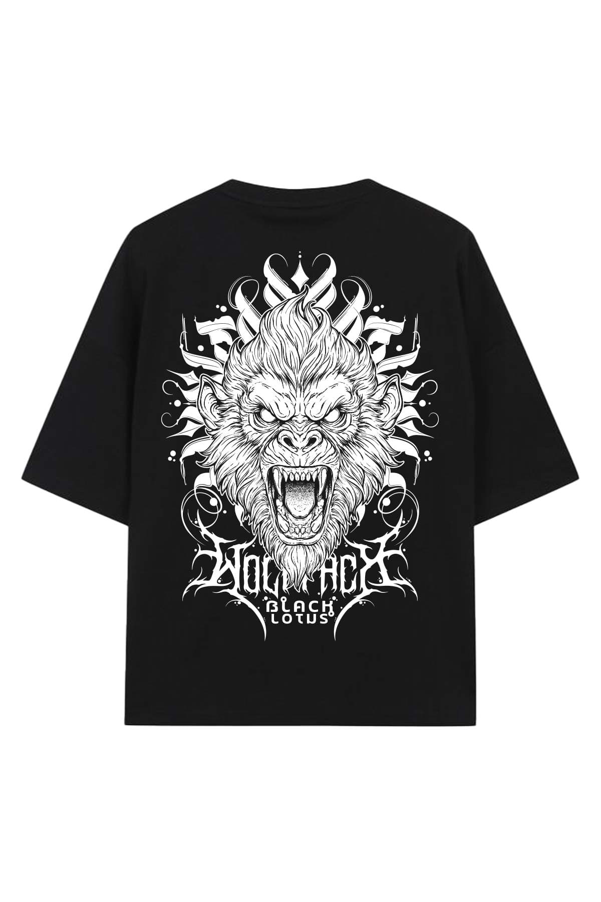 Black oversized t-shirt with TEMPLE GUARDIAN OVERSIZED TEE UNISEX print - Wolfpack Clothing