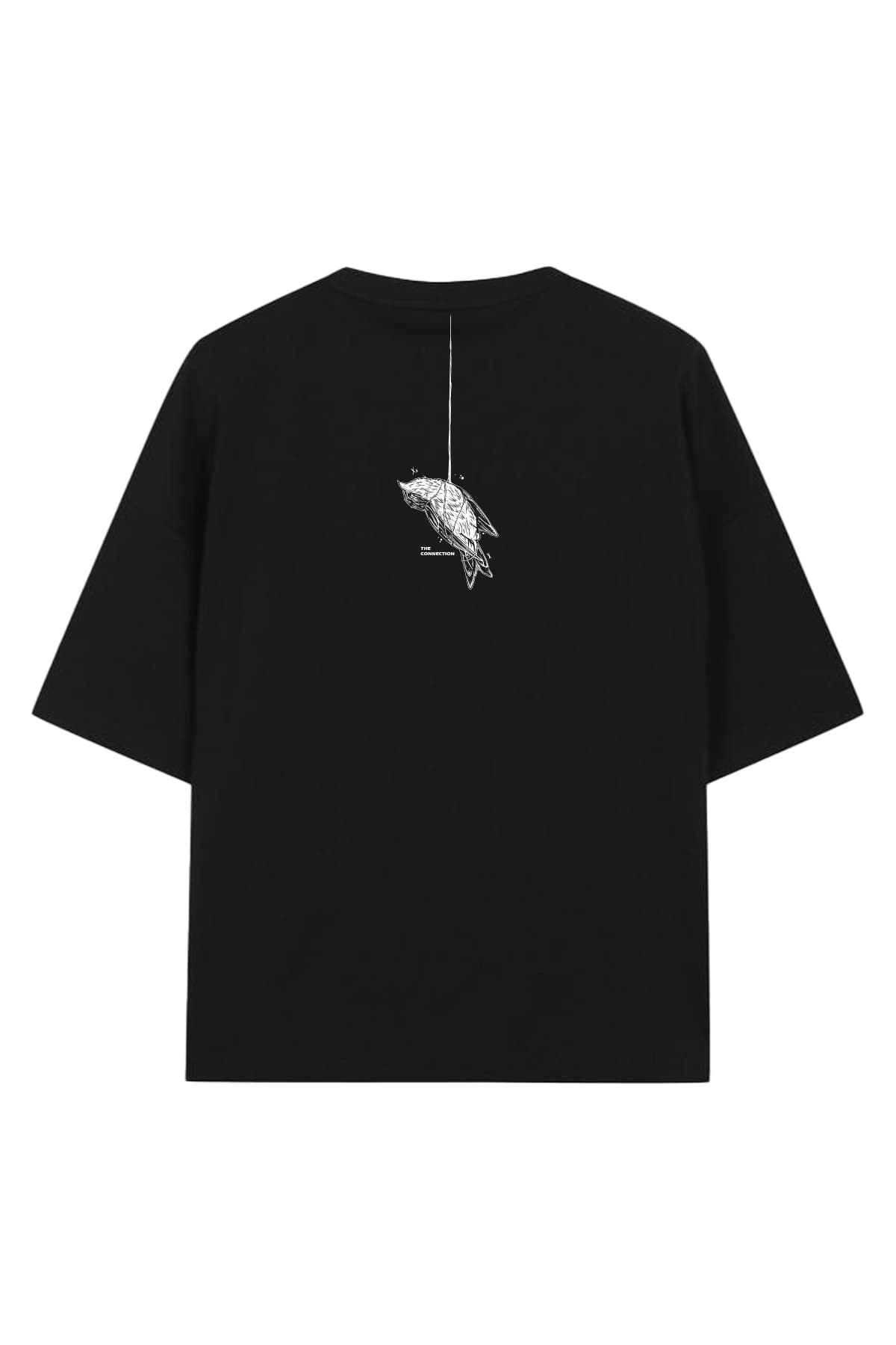 Black oversized t-shirt with CONNECTION OVERSIZED TEE UNISEX print - Wolfpack Clothing