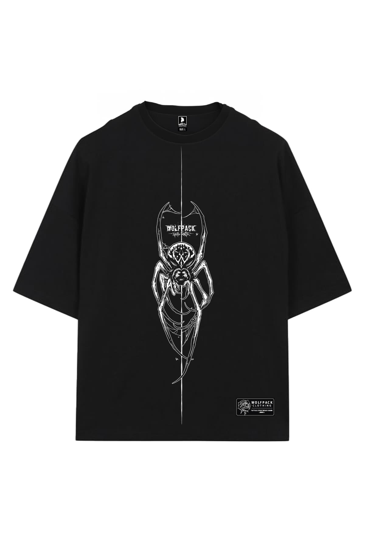 Black oversized t-shirt with CONNECTION OVERSIZED TEE UNISEX print - Wolfpack Clothing