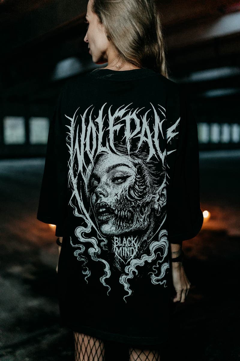 Black oversized t-shirt with TOXIC FAITH OVERSIZED TEE UNISEX print - Wolfpack Clothing
