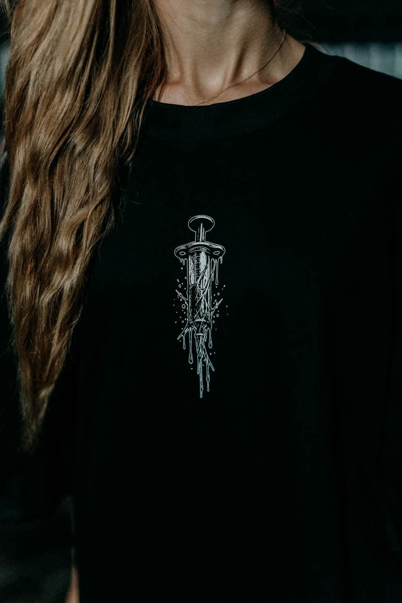 Black oversized t-shirt with TOXIC FAITH OVERSIZED TEE UNISEX print - Wolfpack Clothing