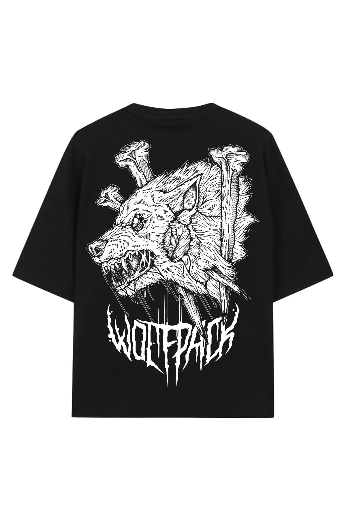 Black oversized t-shirt with UNDEAD OVERSIZED TEE UNISEX print - Wolfpack Clothing