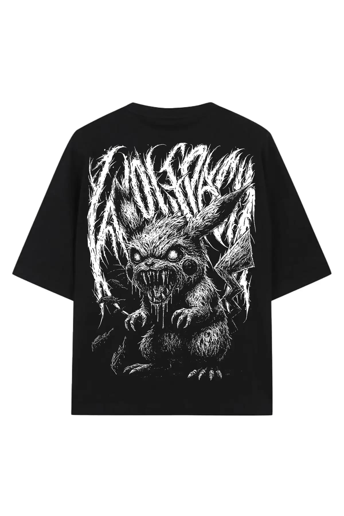Black oversized t-shirt with VOLTGNAW OVERSIZED TEE UNISEX print - Wolfpack Clothing