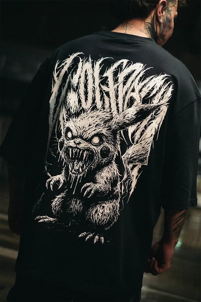 Black oversized t-shirt with VOLTGNAW OVERSIZED TEE UNISEX print - Wolfpack Clothing