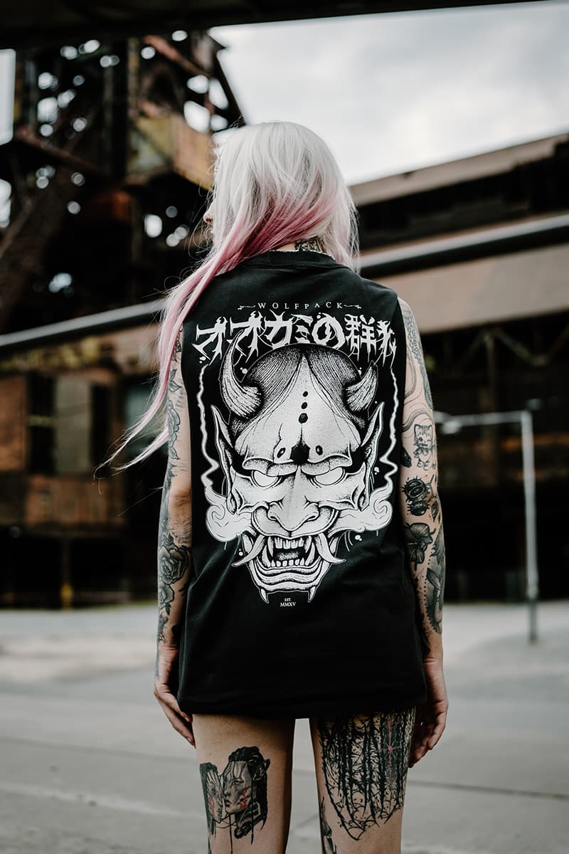 Black heavy tank top with HANNYA HEAVY FADED TANK UNISEX print - Wolfpack Clothing