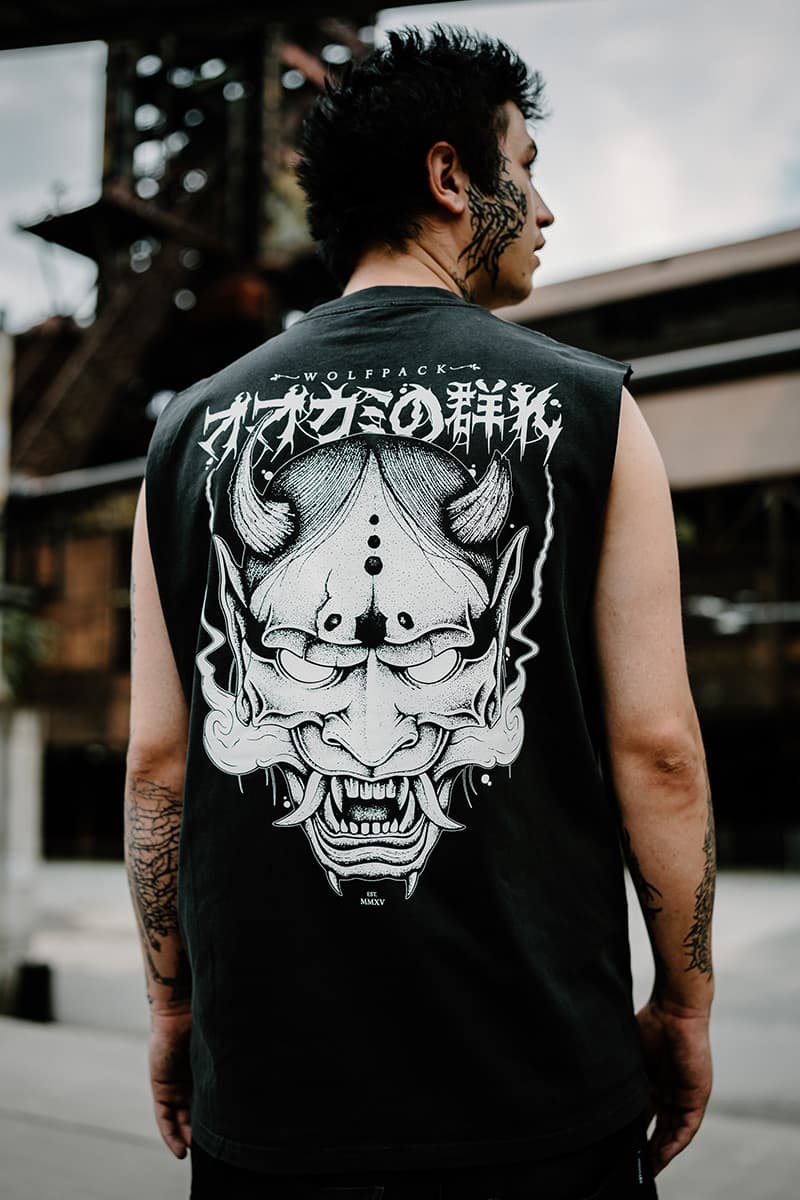 Black heavy tank top with HANNYA HEAVY FADED TANK UNISEX print - Wolfpack Clothing