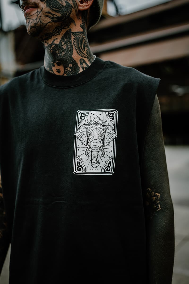 Black heavy tank top with ROYAL TUSKS HEAVY FADED TANK UNISEX print - Wolfpack Clothing