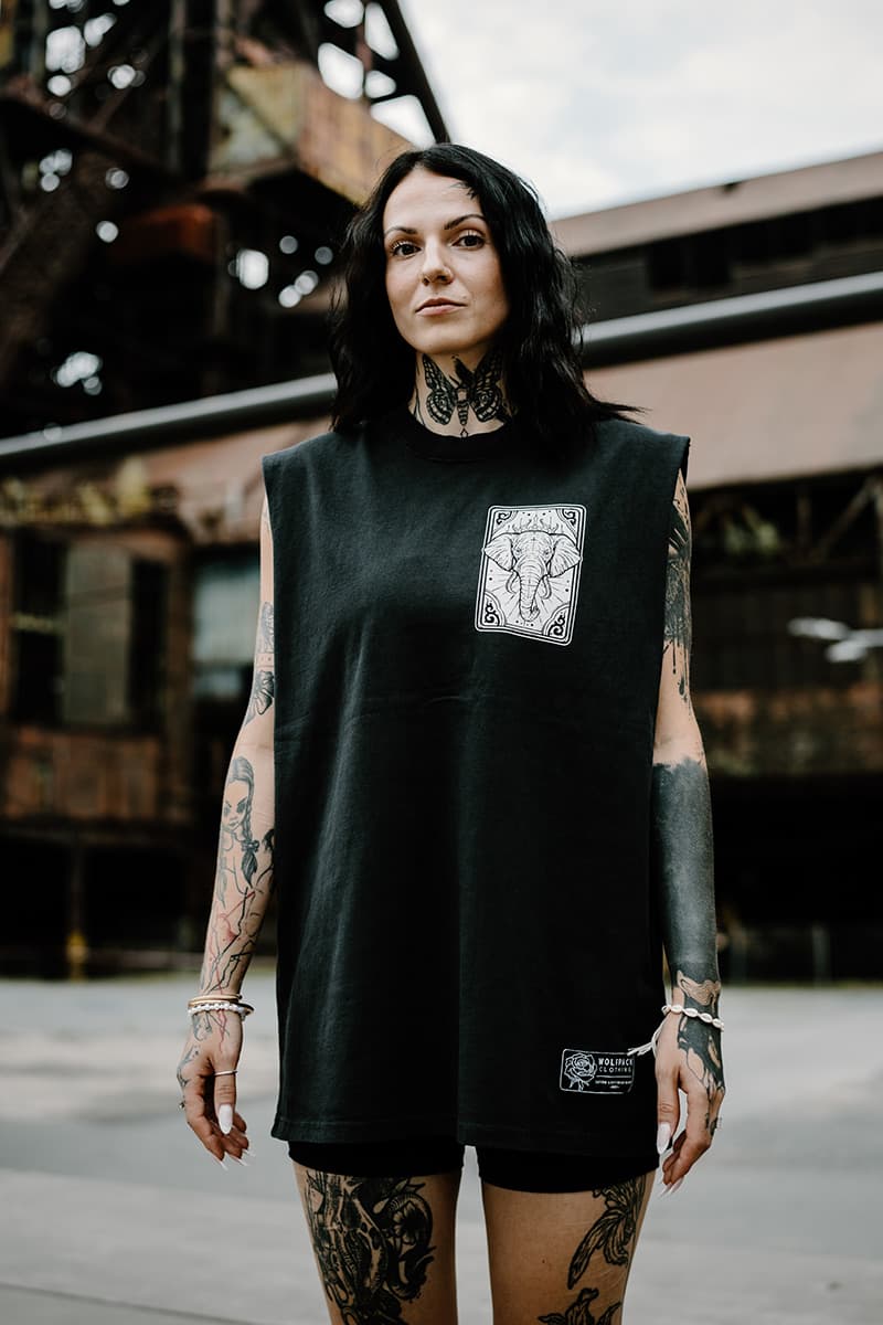 Black heavy tank top with ROYAL TUSKS HEAVY FADED TANK UNISEX print - Wolfpack Clothing