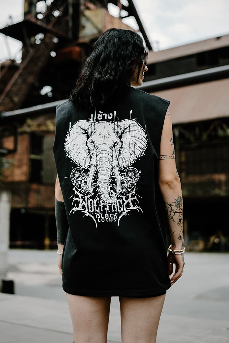 Black heavy tank top with ROYAL TUSKS HEAVY FADED TANK UNISEX print - Wolfpack Clothing