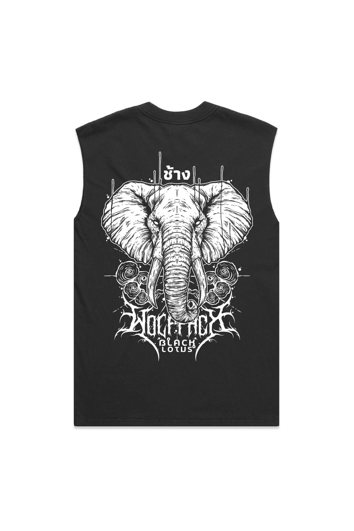 Black heavy tank top with ROYAL TUSKS HEAVY FADED TANK UNISEX print - Wolfpack Clothing