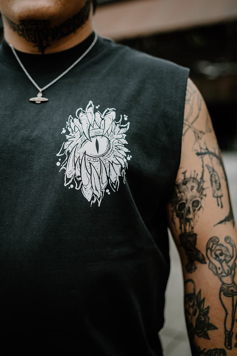 Black heavy tank top with SCALES & SILENCE HEAVY FADED TANK UNISEX print - Wolfpack Clothing