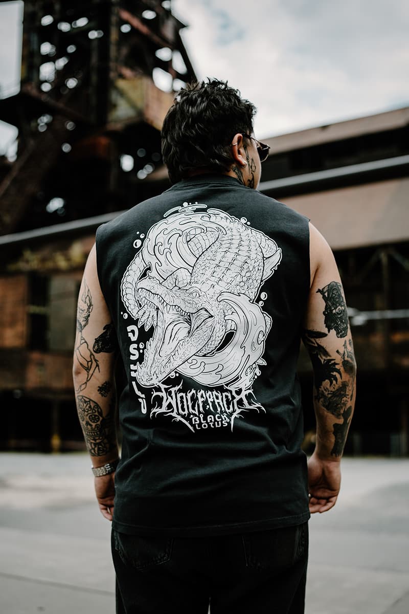 Black heavy tank top with SCALES & SILENCE HEAVY FADED TANK UNISEX print - Wolfpack Clothing