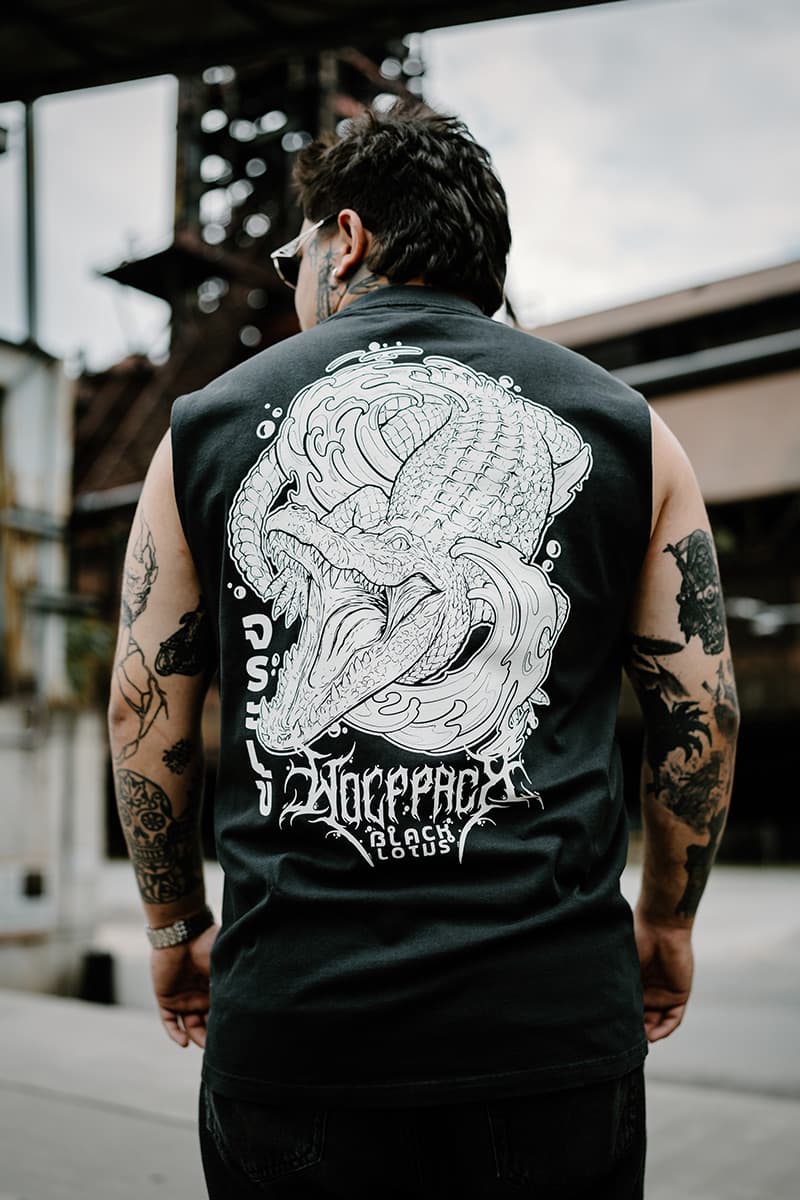 Black heavy tank top with SCALES & SILENCE HEAVY FADED TANK UNISEX print - Wolfpack Clothing