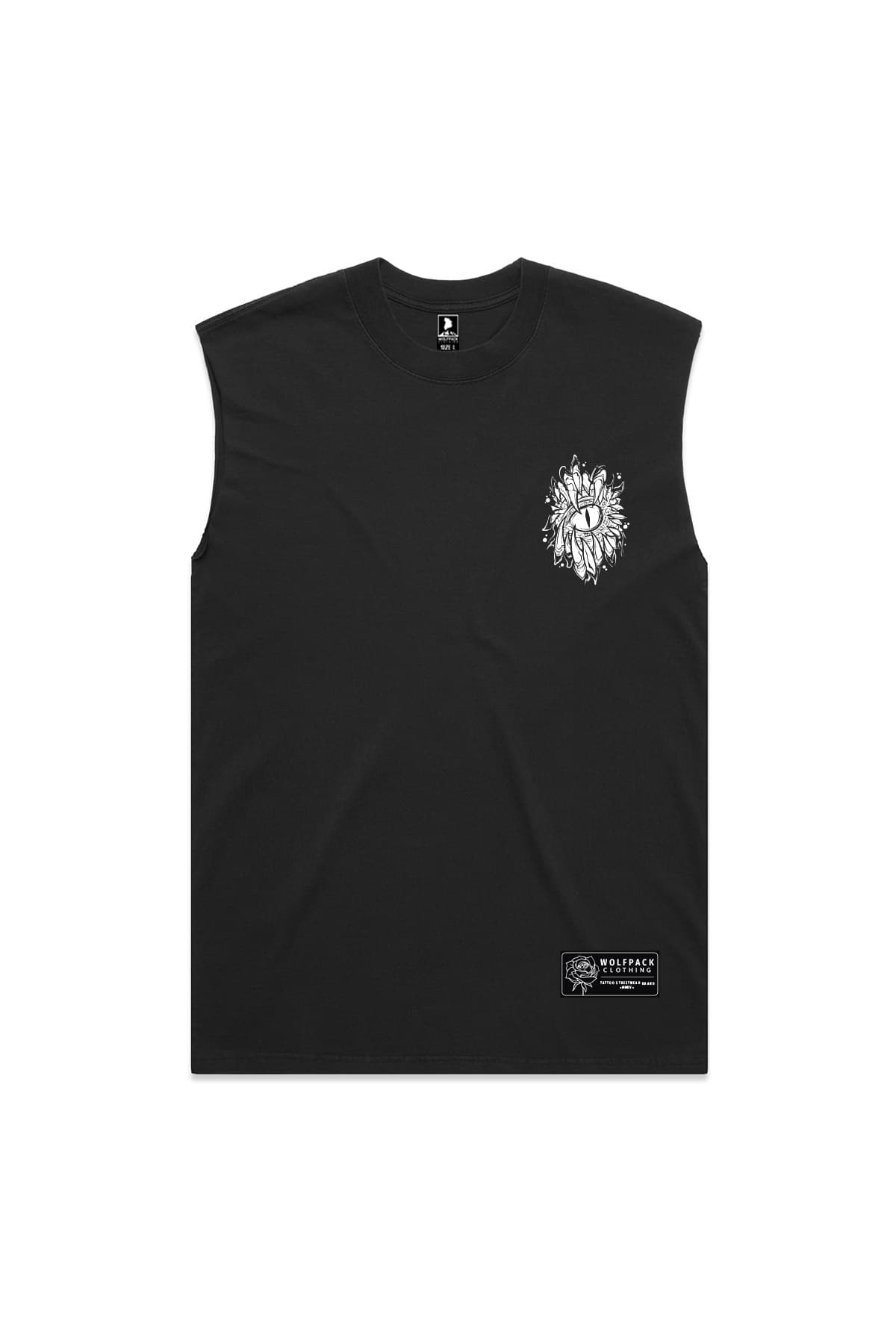Black heavy tank top with SCALES & SILENCE HEAVY FADED TANK UNISEX print - Wolfpack Clothing