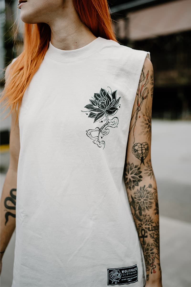 Bone heavy tank top with SERPENT OF SIAM HEAVY FADED TANK UNISEX print - Wolfpack Clothing