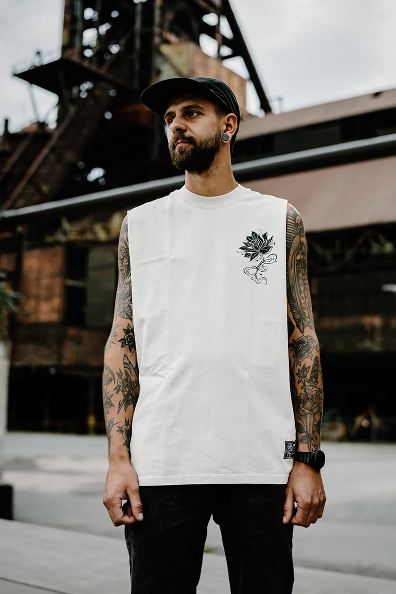 Bone heavy tank top with SERPENT OF SIAM HEAVY FADED TANK UNISEX print - Wolfpack Clothing