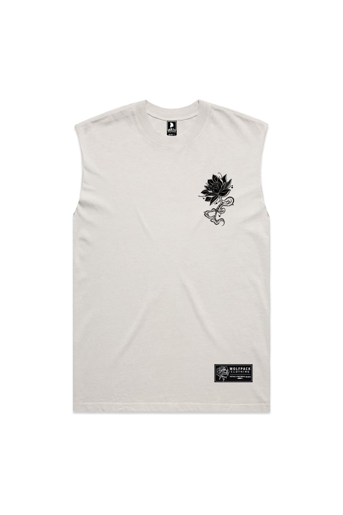 Bone heavy tank top with SERPENT OF SIAM HEAVY FADED TANK UNISEX print - Wolfpack Clothing