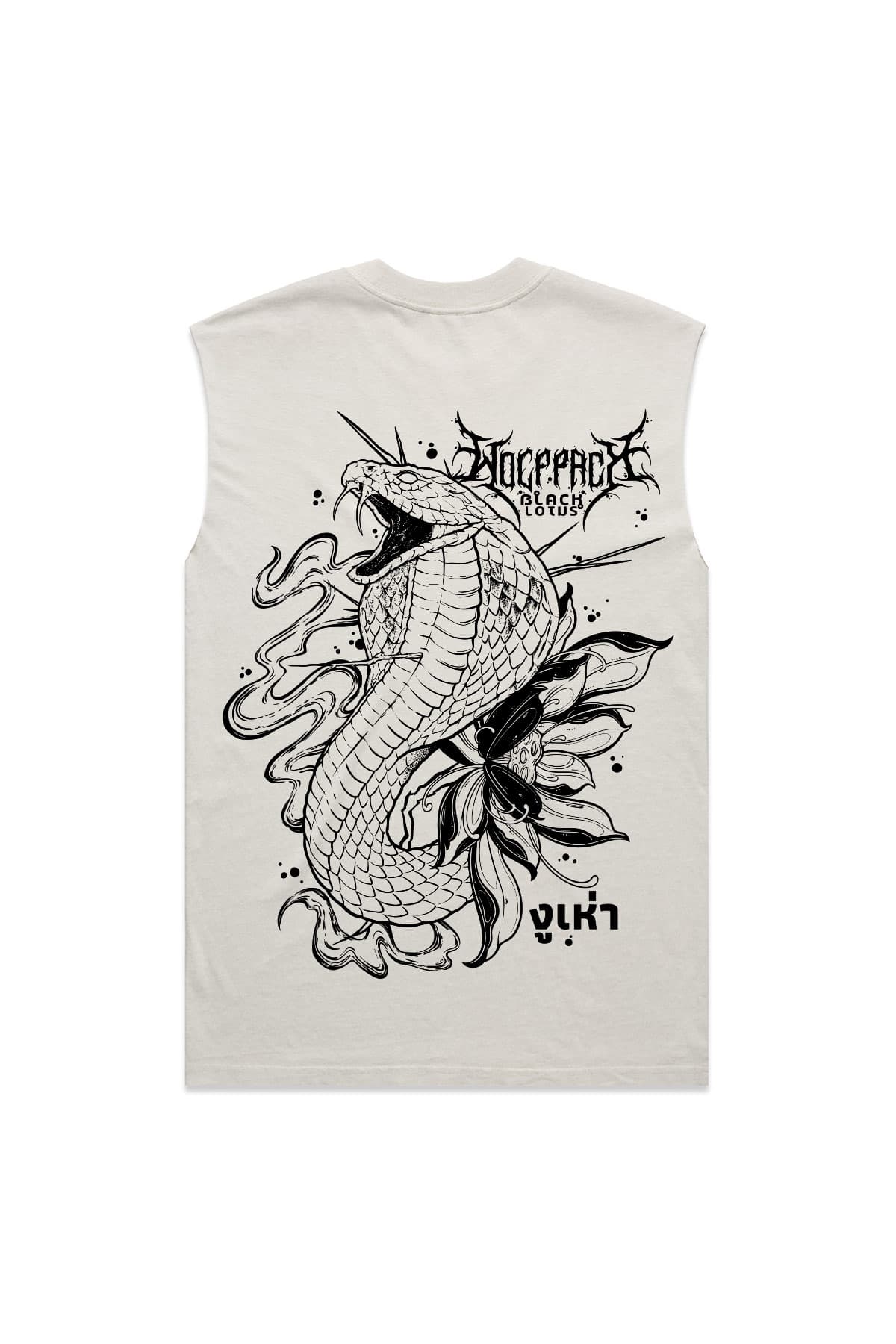 Bone heavy tank top with SERPENT OF SIAM HEAVY FADED TANK UNISEX print - Wolfpack Clothing