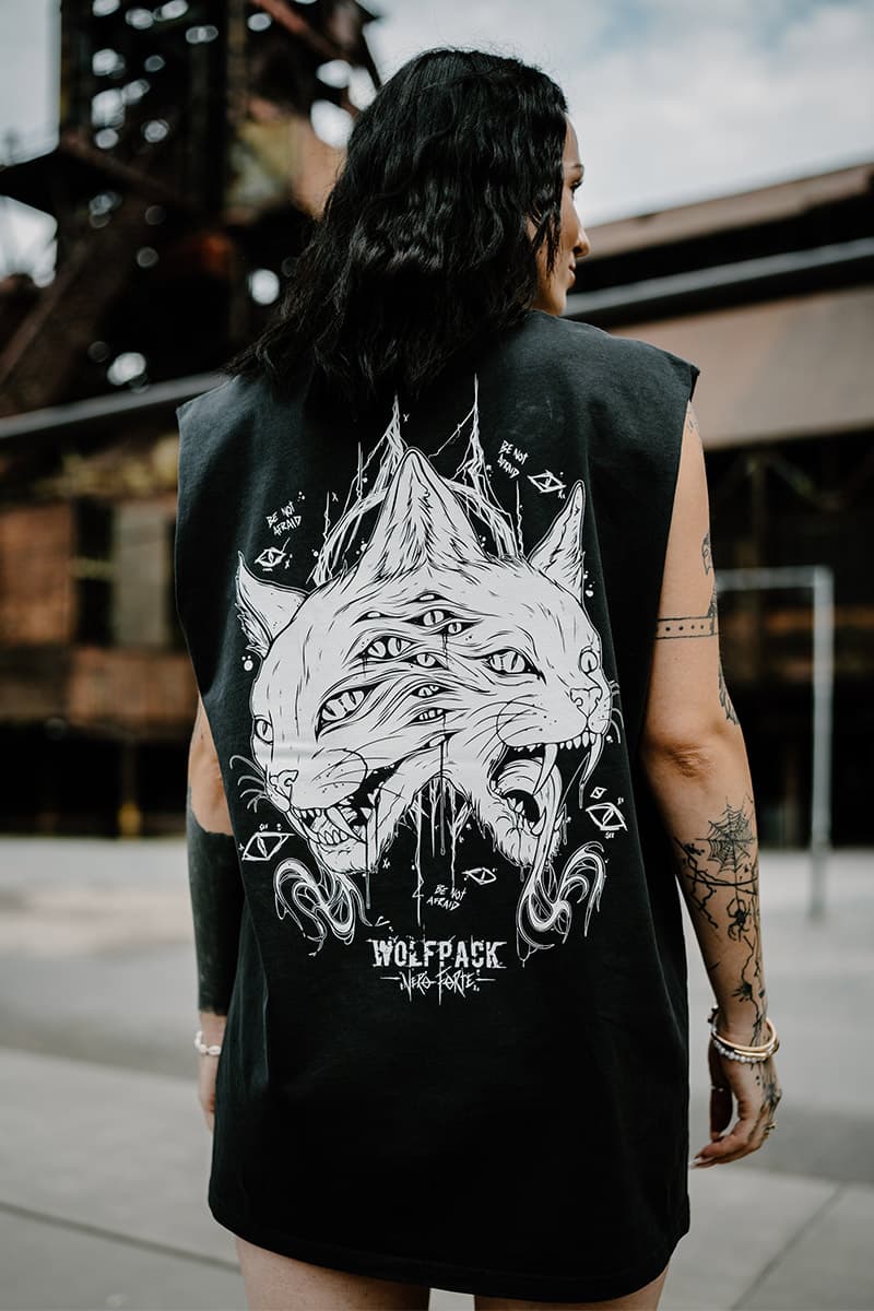 Black heavy tank top with THE MOON HEAVY FADED TANK UNISEX print - Wolfpack Clothing