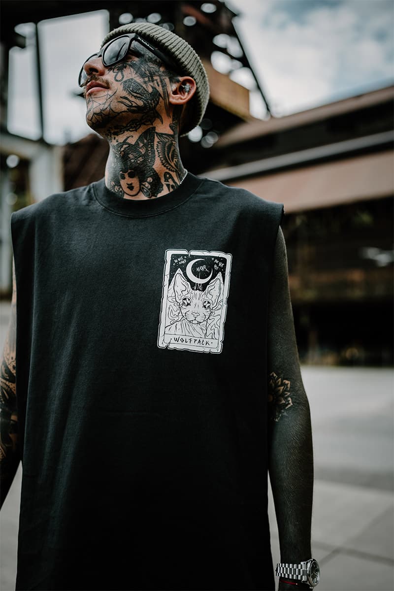 Black heavy tank top with THE MOON HEAVY FADED TANK UNISEX print - Wolfpack Clothing
